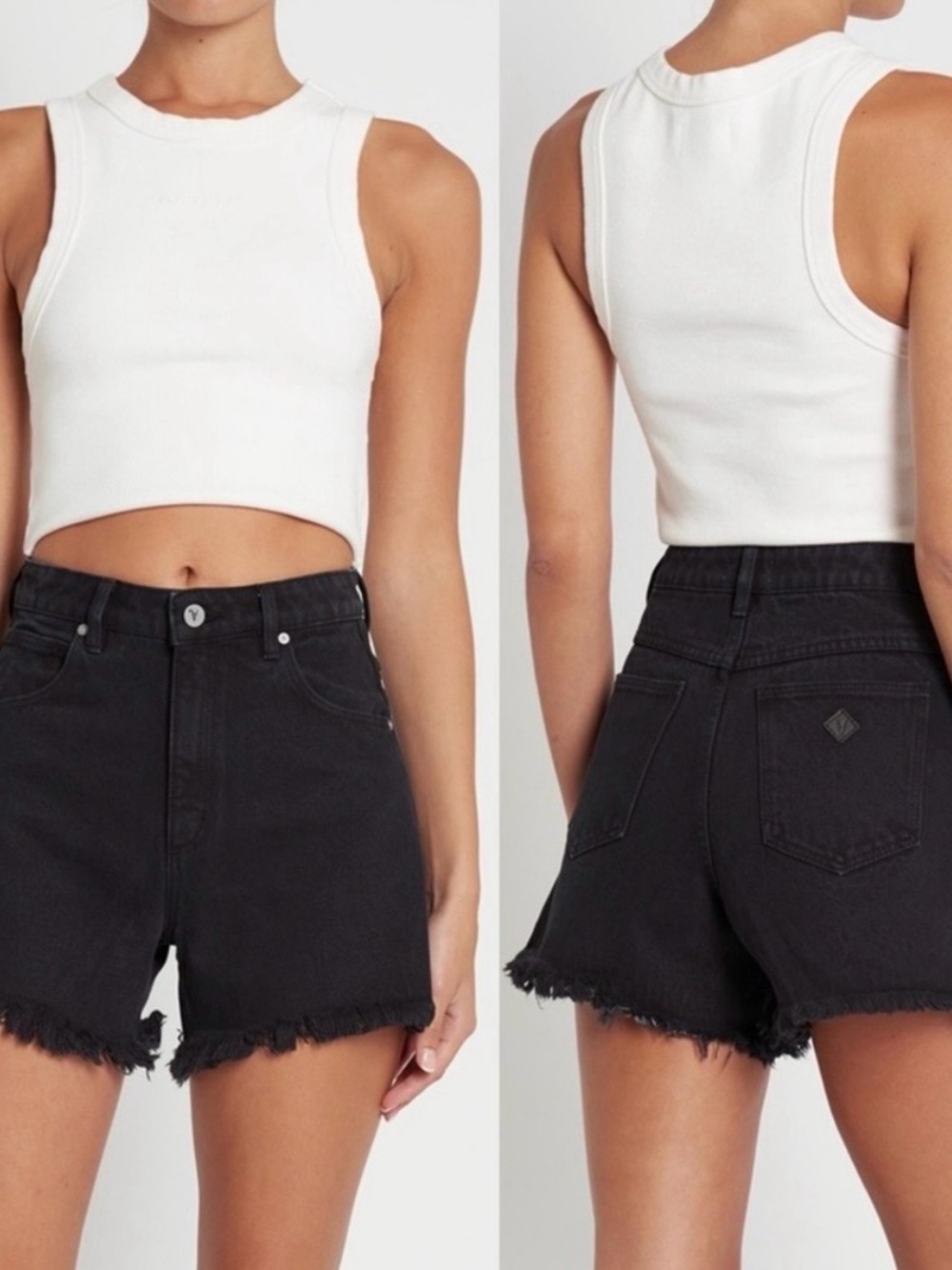 A- Brand Women's Black High-Rise Frayed Hem Denim Shorts NWT